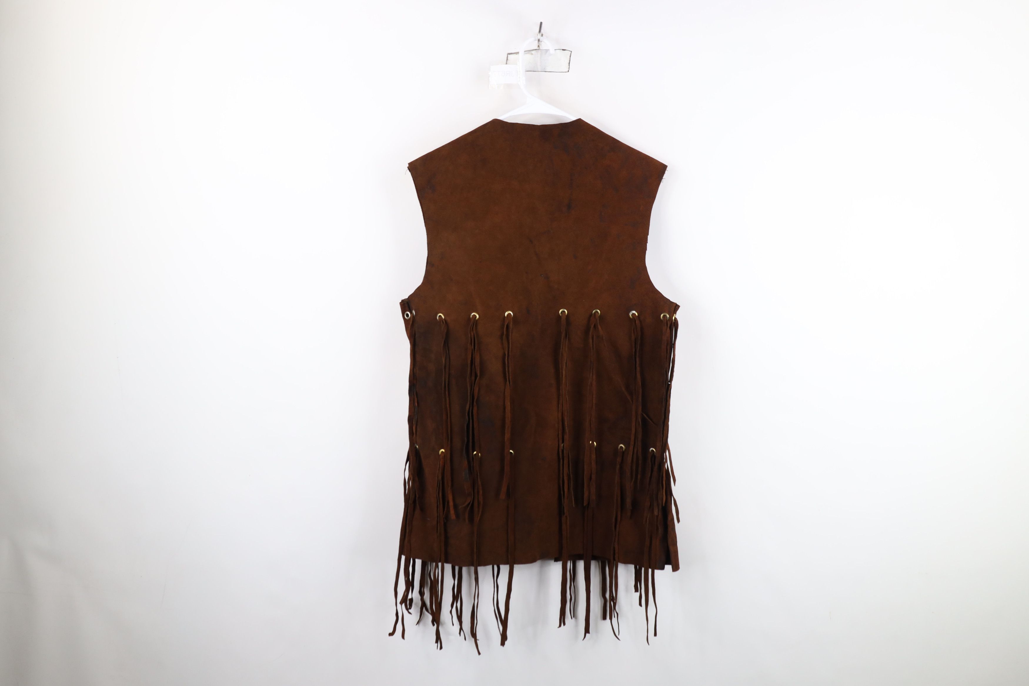 Vintage Vintage 60s 70s Boho Chic Fringed Suede Leather Vest USA Size L / US 10 / IT 46 - 12 Thumbnail
