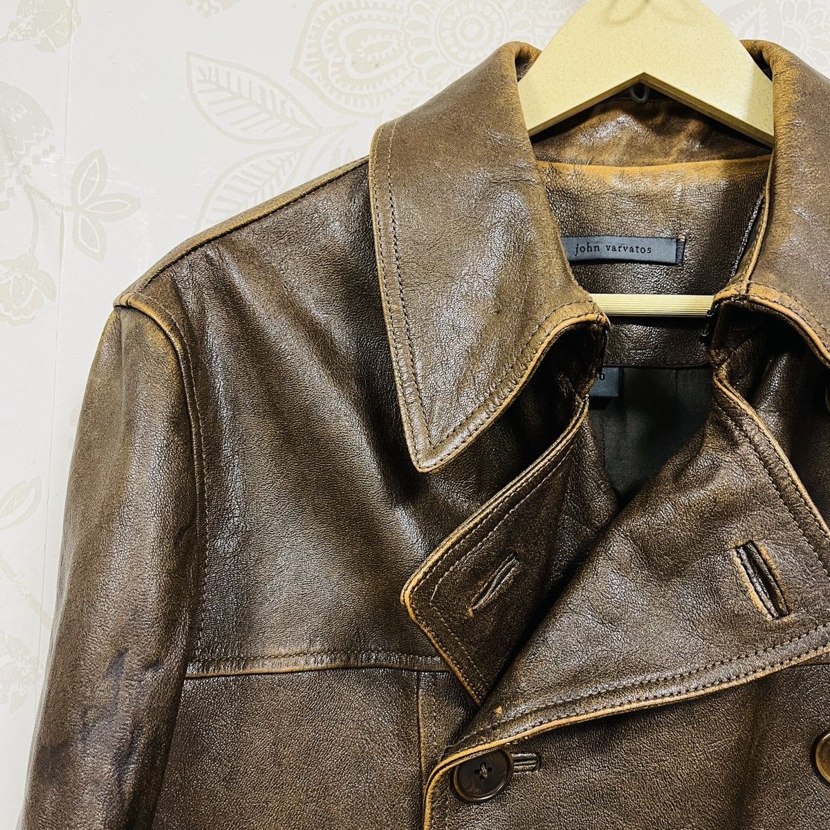 Genuine Leather × John Varvatos JOHN VARVATOS GOAT LEATHER TRENCH COAT ITALY SIZE 52 Size US L / EU 52-54 / 3 - 7 Thumbnail