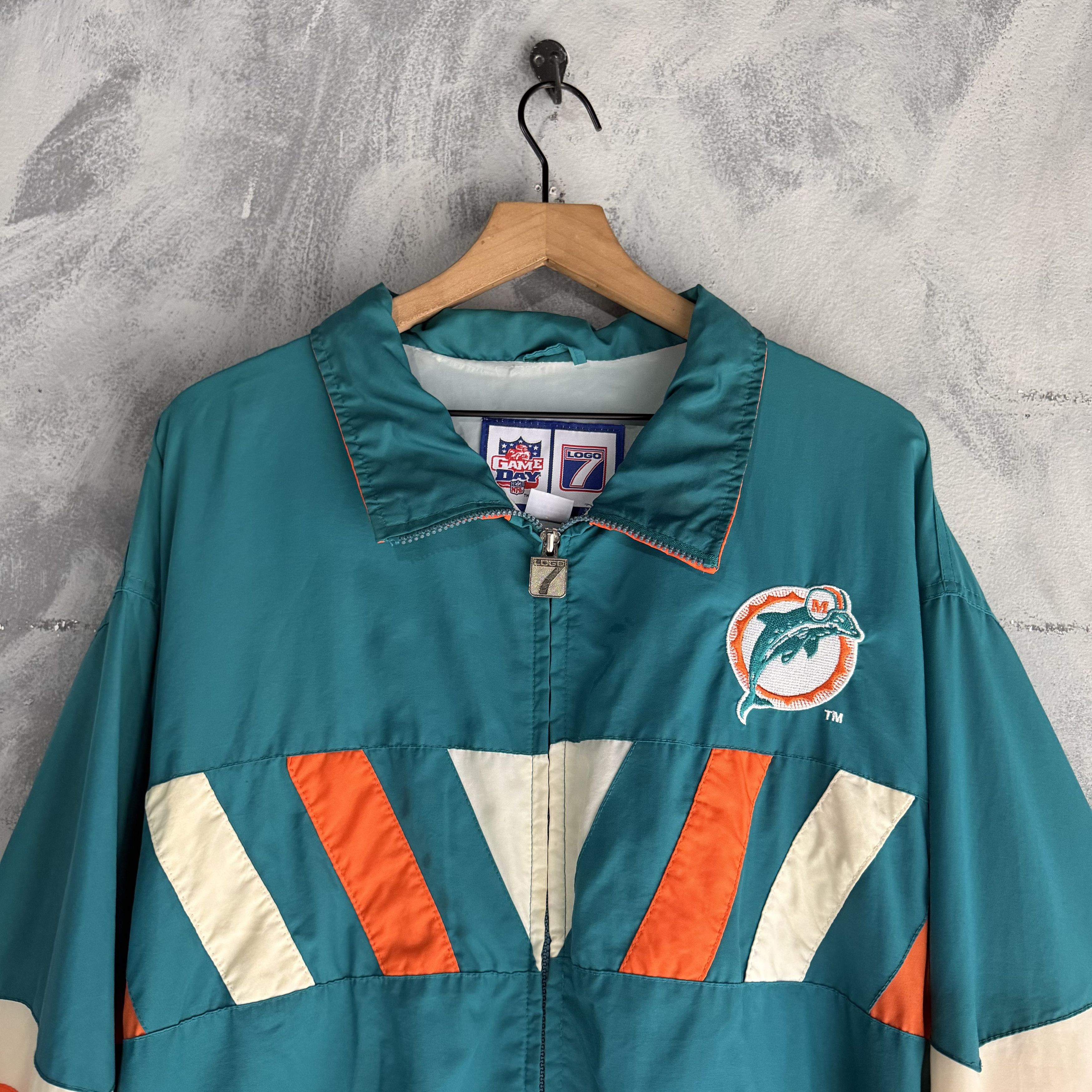 Logo 7 Vtg Miami Dolphins Windbreaker Jacket Logo 7 Mens Large Size US L / EU 52-54 / 3 - 3 Thumbnail