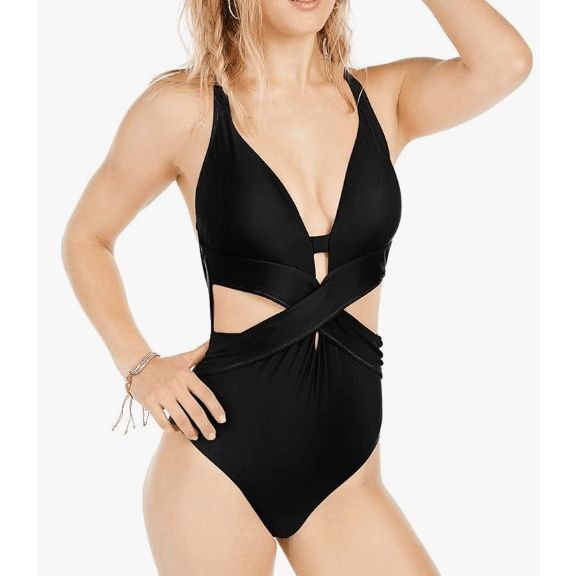 Bar III Bar III Women's Size XL Black Open Back Front Cutout One Pie Size ONE SIZE - 1 Thumbnail