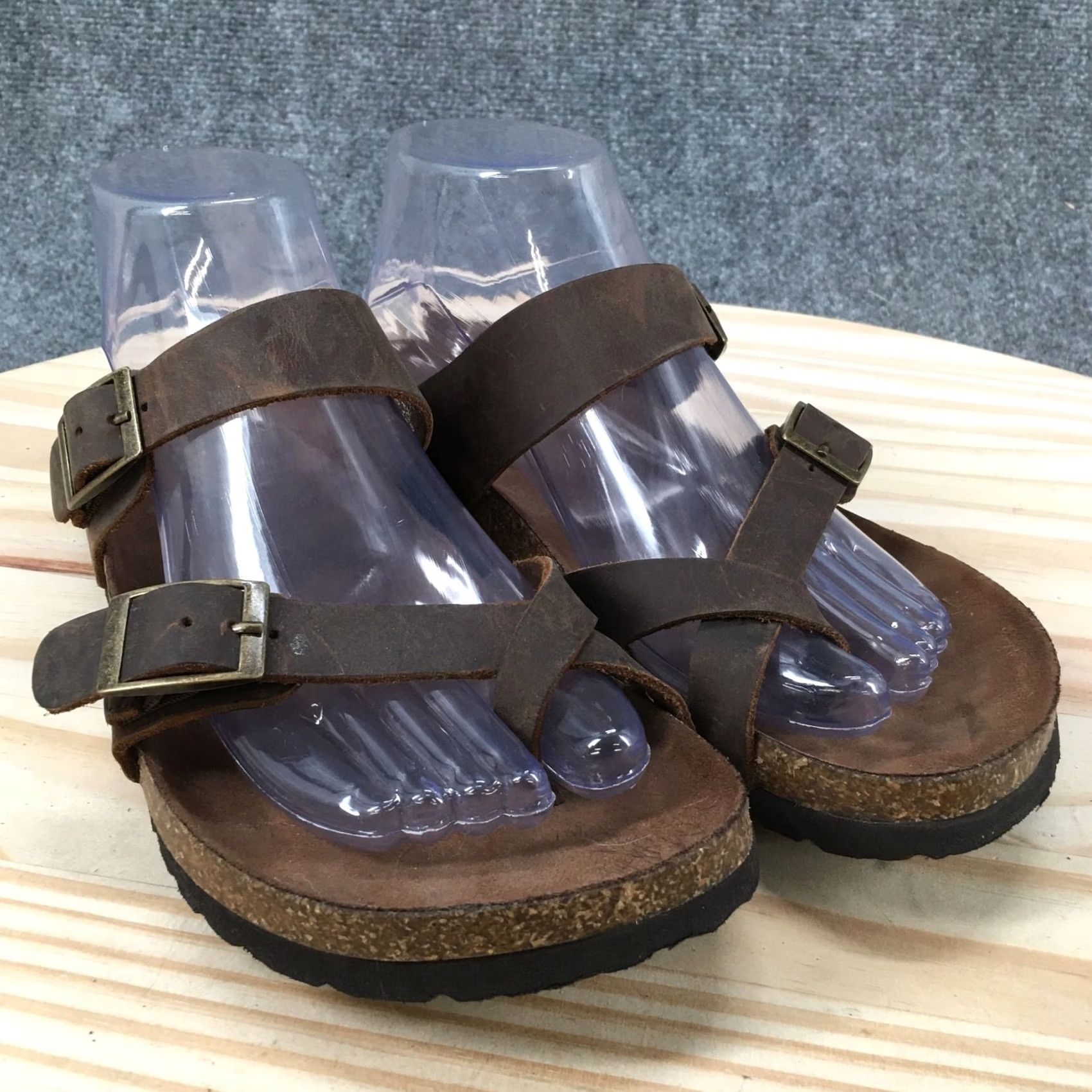 Vintage White Mountain Gracie Sandal Womens 7 M Brown Slip On Slide Flats Footbeds Leather Upper Casual Shoes Size US 7 / IT 37 - 3 Thumbnail