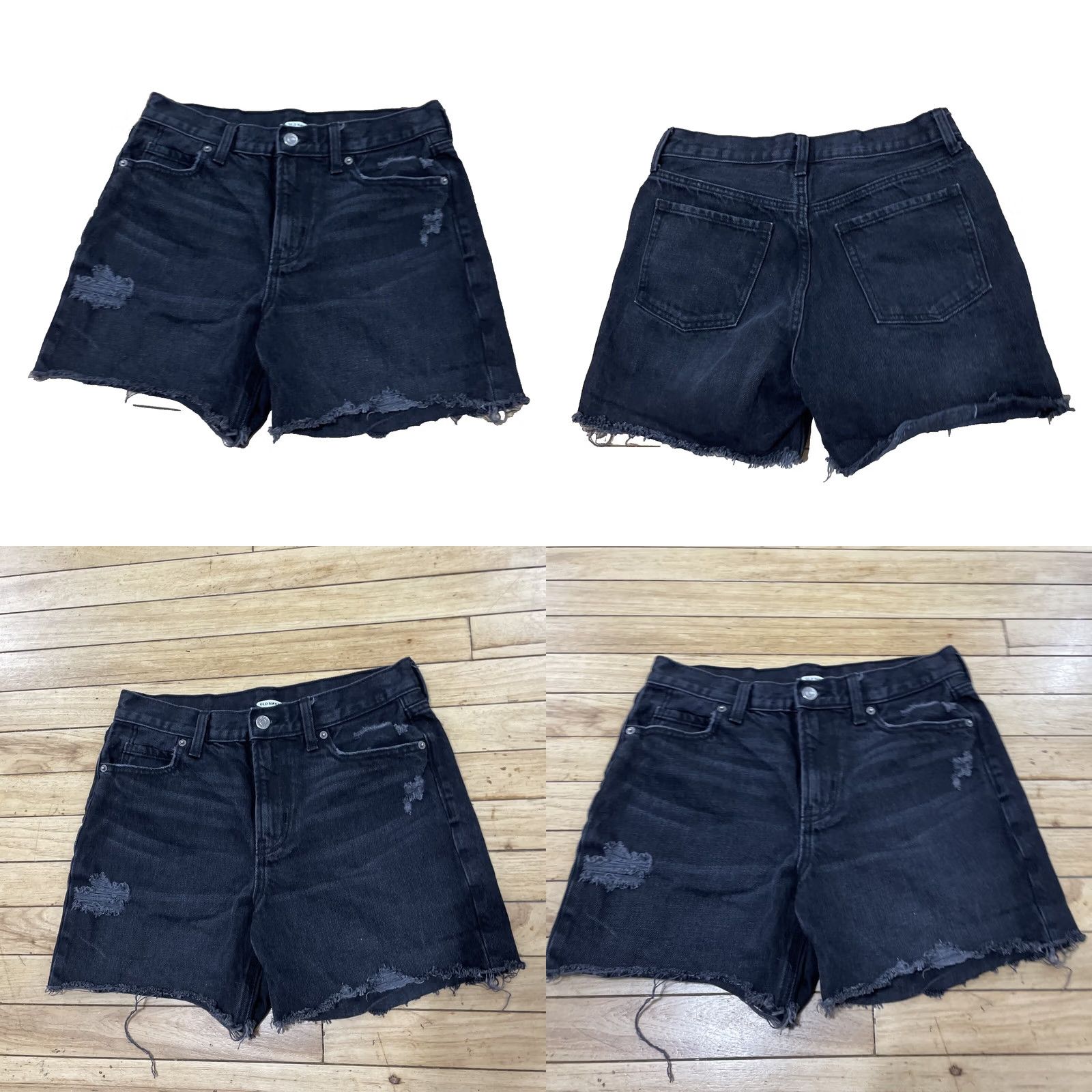 Old Navy VINTAGE OLD NAVY Denim Shorts Womens 2 Black Fringe RawHem Grunge Distres Model 2 Size 26" / US 2 / IT 38 - 9 Thumbnail