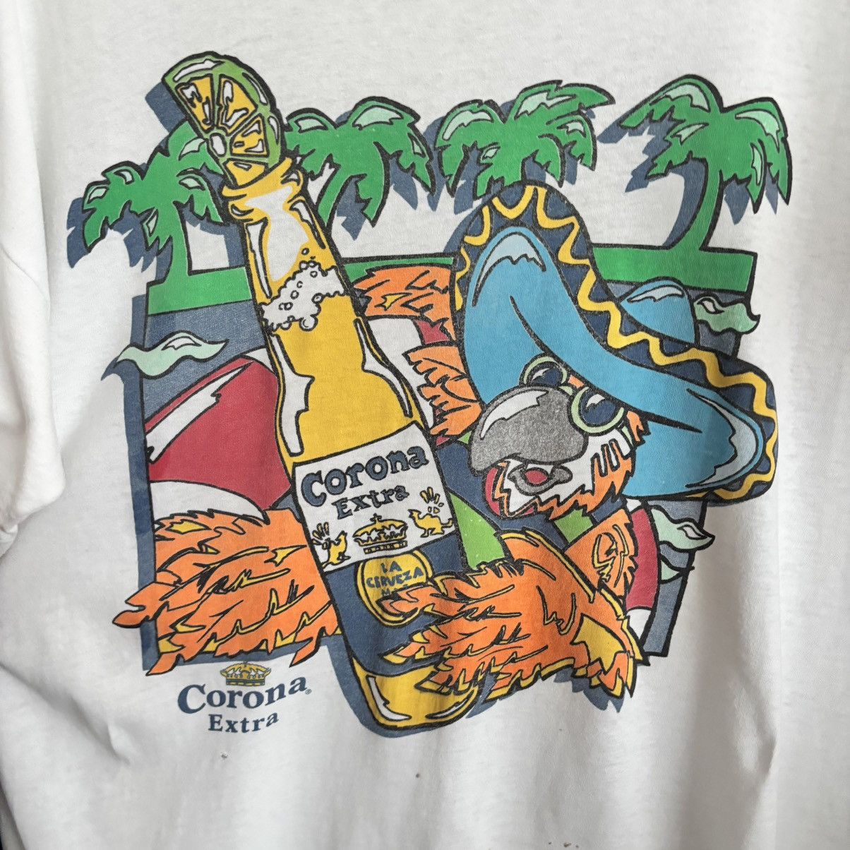 Vintage Vtg 80’s Corona Extra Parrot T-Shirt Beer Grunge ERD Punk Size US L / EU 52-54 / 3 - 2 Thumbnail
