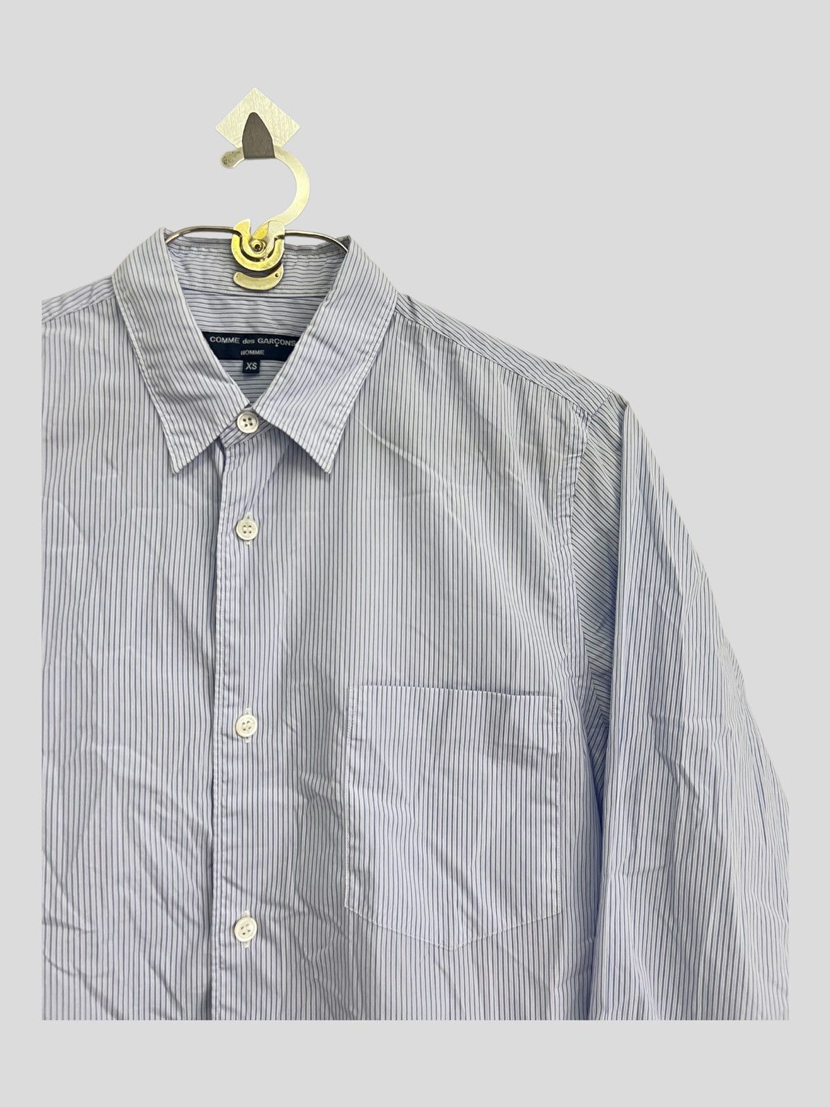 Comme des Garcons Homme FW18 Comme des Garçons Homme Patchwork Twill Striped Shirt Size US S / EU 44-46 / 1 - 3 Thumbnail