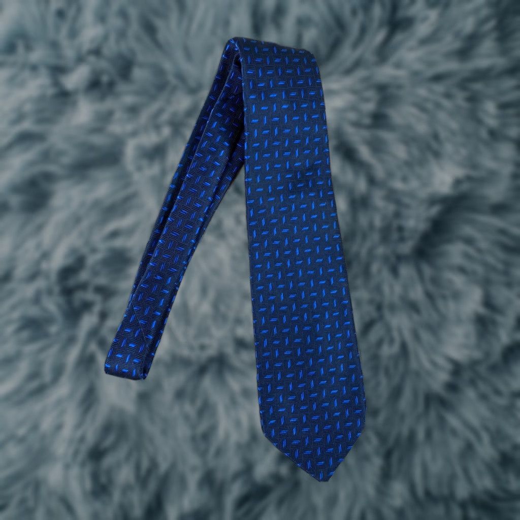 Vintage VINTAGE Manhattan Hand Made In Italy Navy Blue Silk Neck Tie 59x3.75 Men Tie Blue Size ONE SIZE - 1 Thumbnail