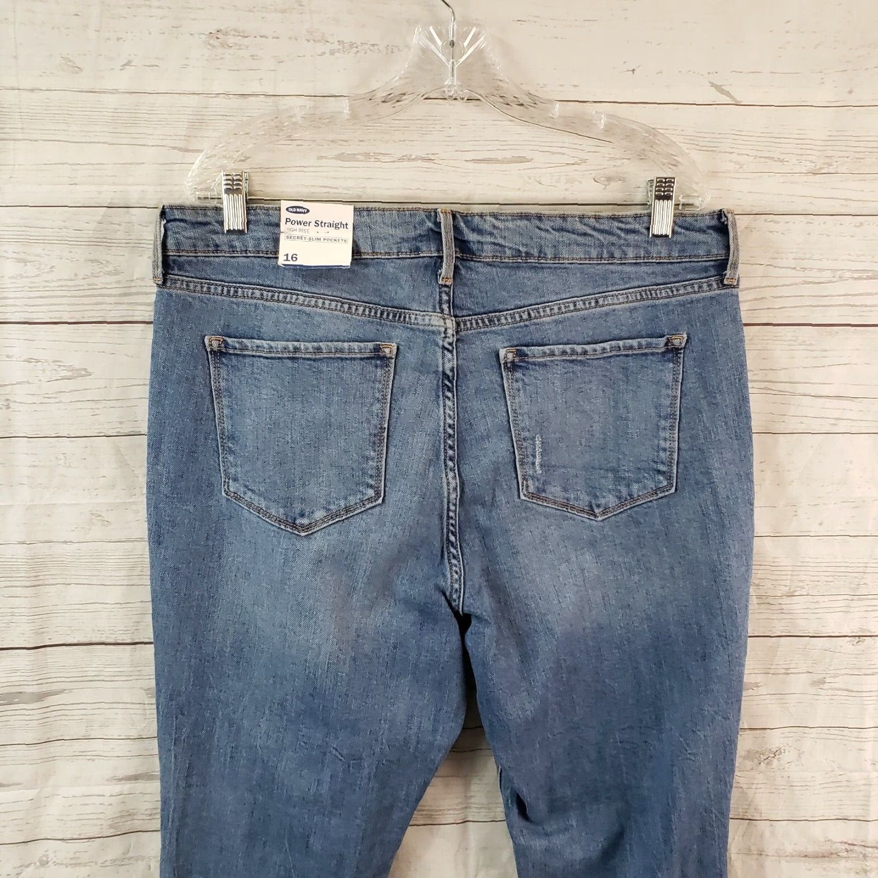 Old Navy Old Navy Womens Jeans Sz 16 Power Straight High Rise Blue Distressed Size 38" / US 16 / IT 52 - 4 Thumbnail