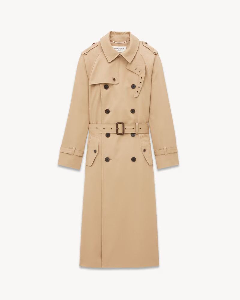 Saint Laurent Paris o1tp1o1224 Trench Coat in Gabardine in Beige Size XS / US 0-2 / IT 36-38 - 2 Thumbnail