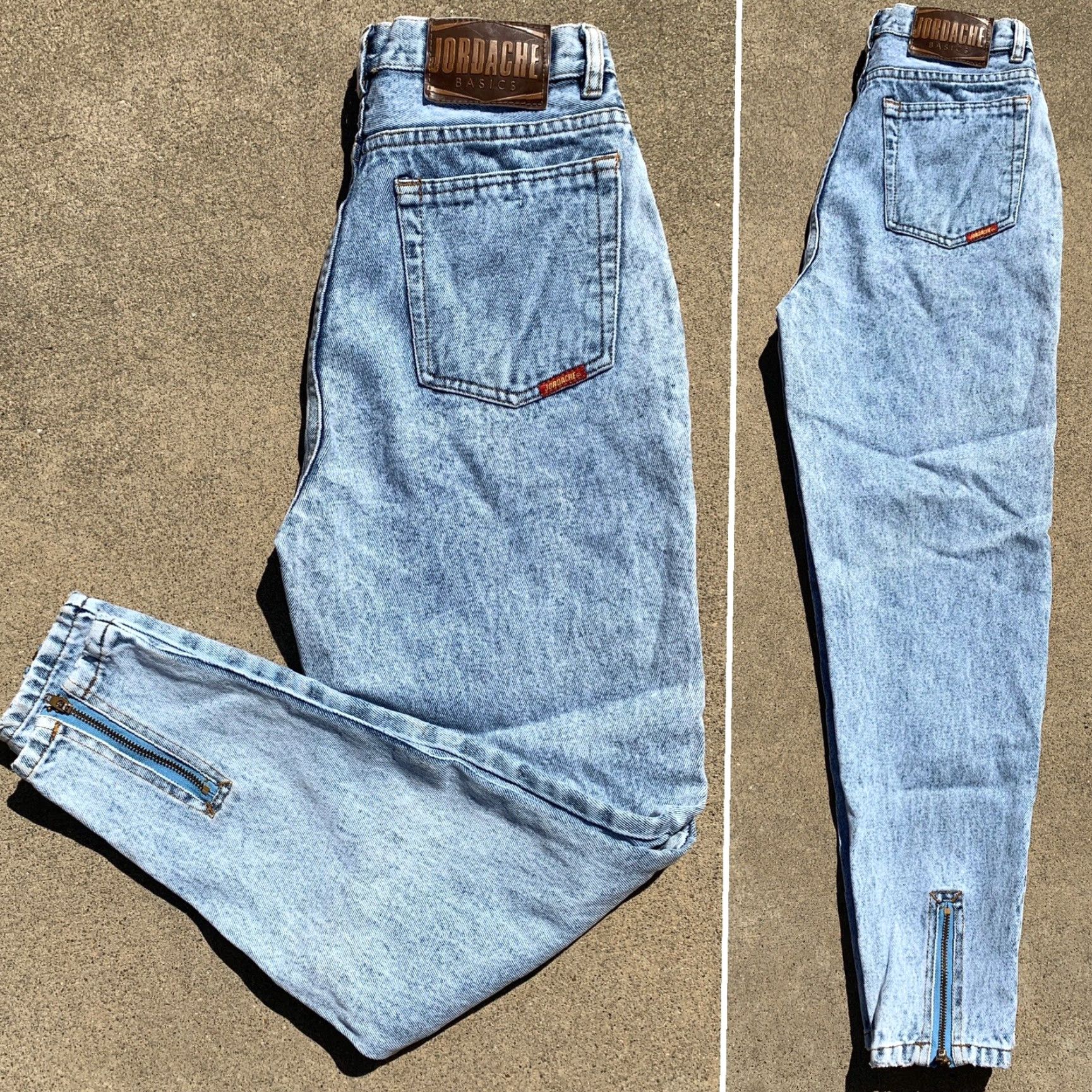 Jordache VINTAGE Jordache Jeans High Waist Tapered Leg Zipper Acid Wash 27 1/2” Waist 14 Blue Mens Jeans 1980s Jordache Size 36" / US 14 / IT 50 - 7 Thumbnail