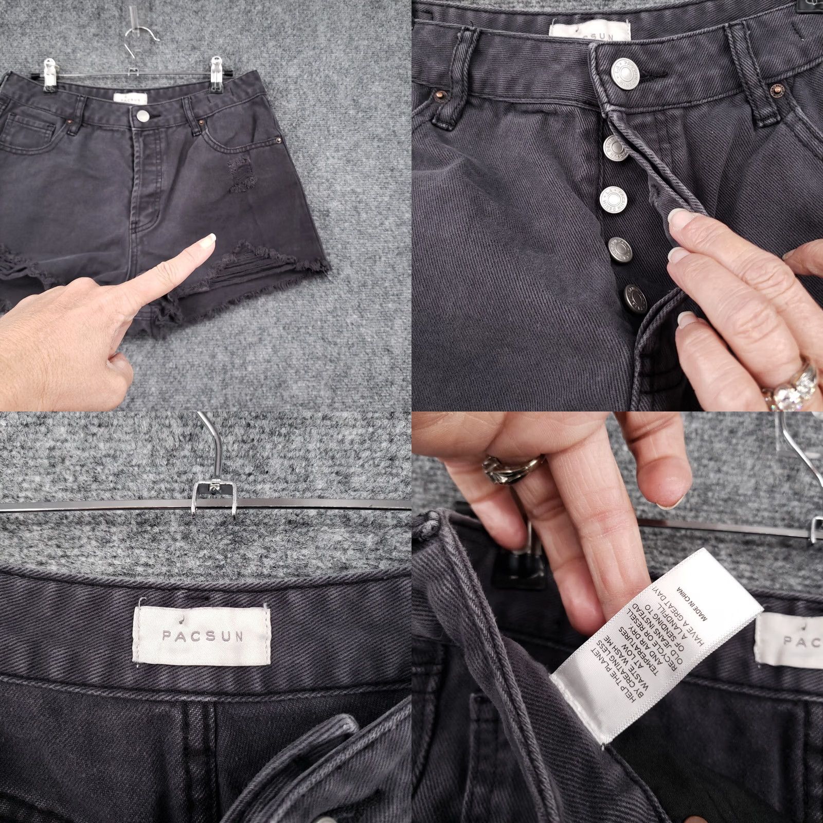 Pacsun Pacsun Shorts Womens 30 Black High Rise Button Fly Cut Off Hot Pants Denim Size 30" / US 8 / IT 44 - 8 Thumbnail