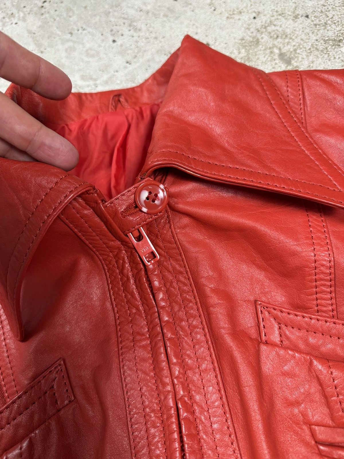 Japanese Brand Vintage 90s Red Genuine Leather Moto Biker Style Jacket Size M / US 6-8 / IT 42-44 - 9 Thumbnail