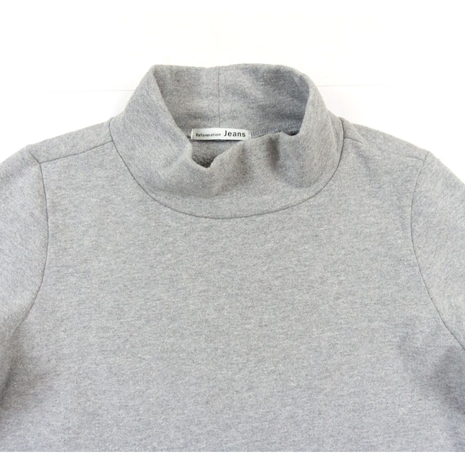 Reformation Reformation Brand Womens Dress Sweatshirt Small Gray Mock Neck Pullover Cozy Casual Travel Knee Length Long Sleeve Cotton Polyester Fleece Size S / US 4 / IT 40 - 2 Thumbnail