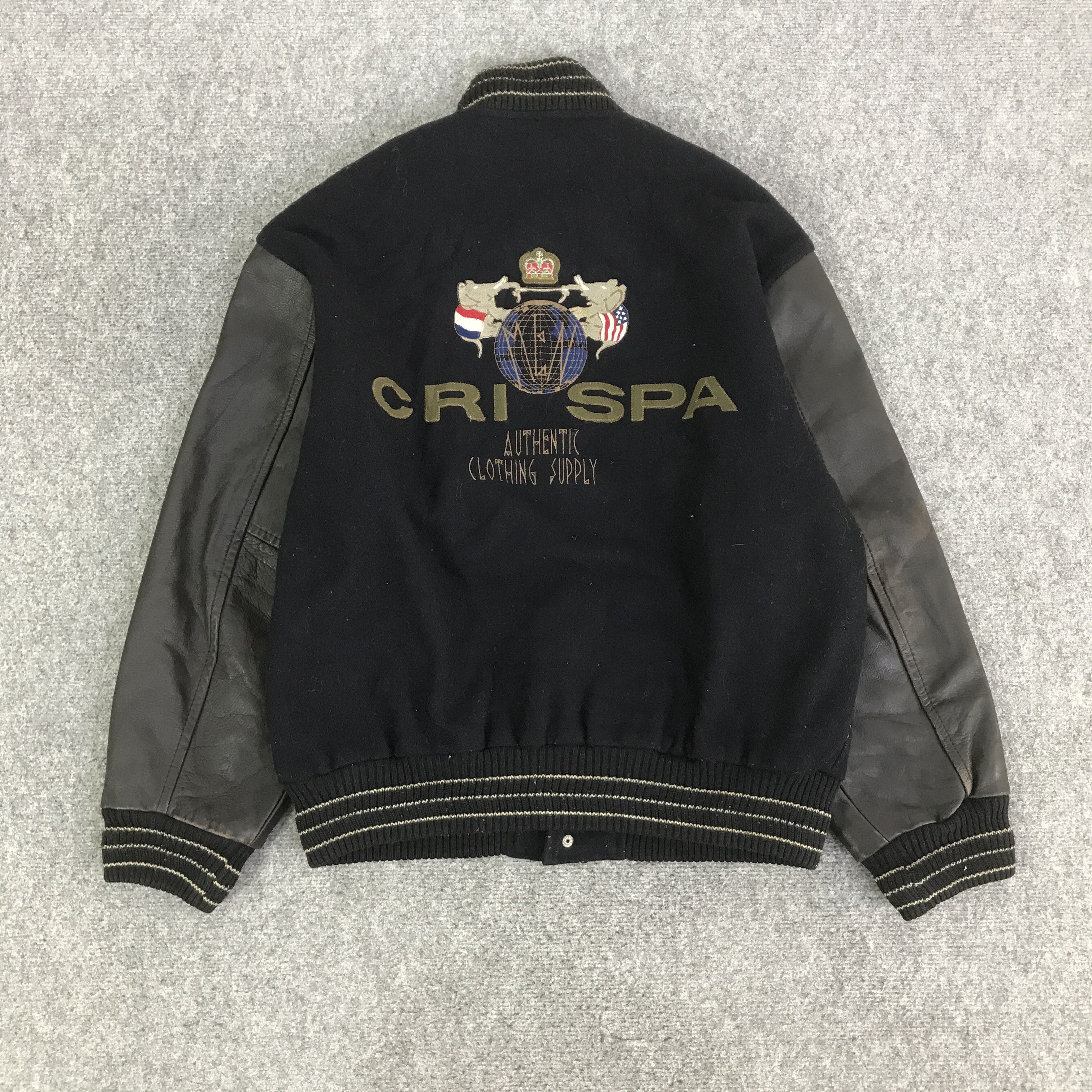 Japanese Brand VTG CRISPA VARSITY SLEEVE LEATHER JACKET K123B12 Size US M / EU 48-50 / 2 - 1 Thumbnail