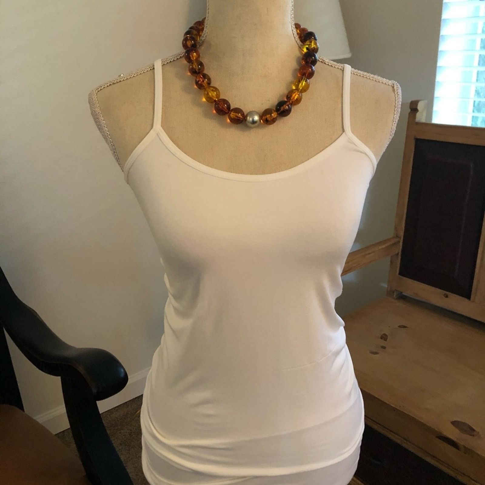 Jewelry Chunky faux amber marble bead statement necklace Size ONE SIZE - 6 Thumbnail