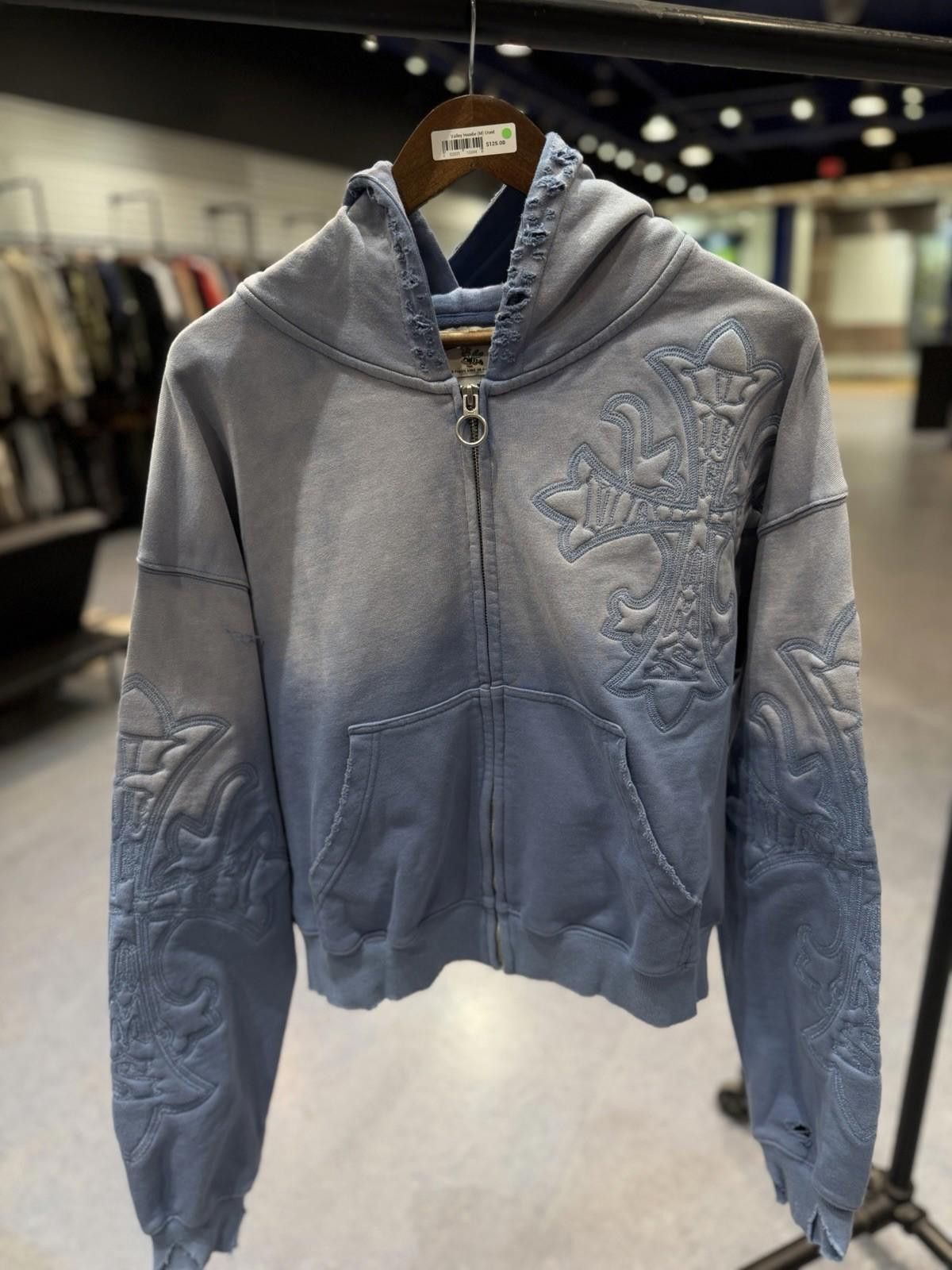 Small Vale Zip Up Carver Cross Hoodie Authentic Valley Blue