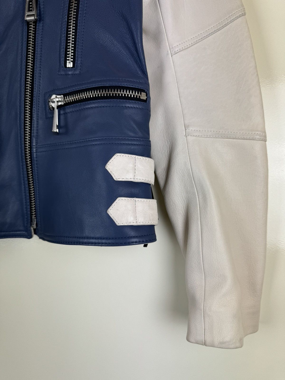Belstaff Belstaff Devyn Bicolor blue white leather biker jacket RARE Size S / US 4 / IT 40 - 7 Thumbnail