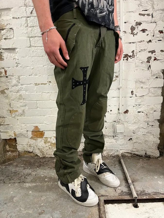 Daniele Alessandrini Daniele Alessandrini Cross Patch Olive Pants Size US 31 - 3 Thumbnail