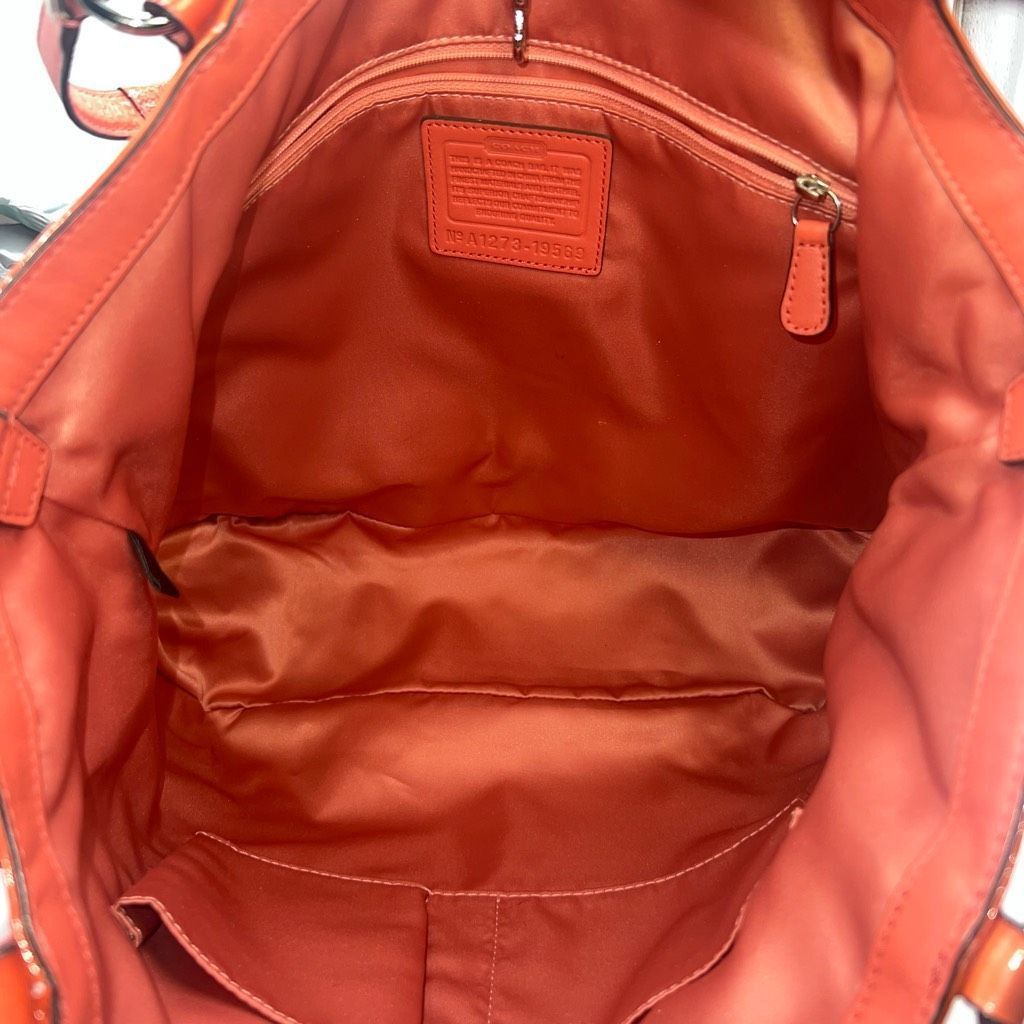Coach Coach AUDREY OP ART CORAL Peach Patent Leather Tote Shoulder Size ONE SIZE - 11 Thumbnail
