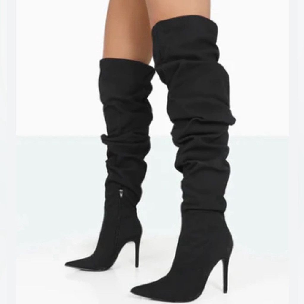 Aldo ALDO Yolando Black Suede over the knee high heels boots 37 Size US 8 / IT 38 - 1 Thumbnail