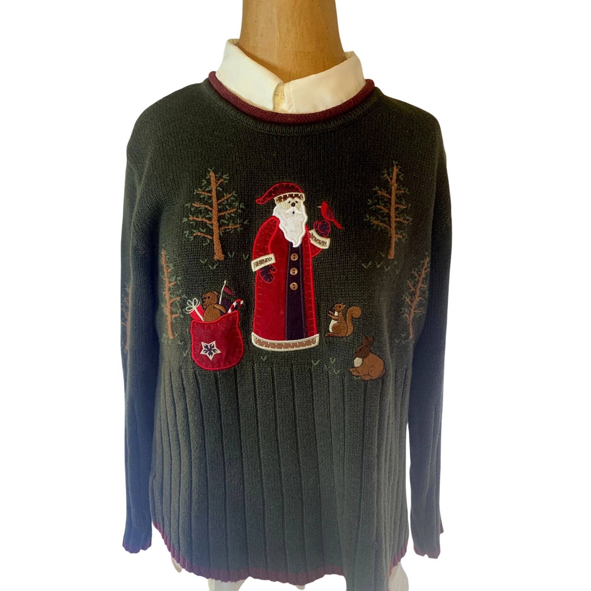 Vintage Vintage Christopher & Banks Hand-Knit Sweater With Santa & W Size S / US 4 / IT 40 - 9 Thumbnail