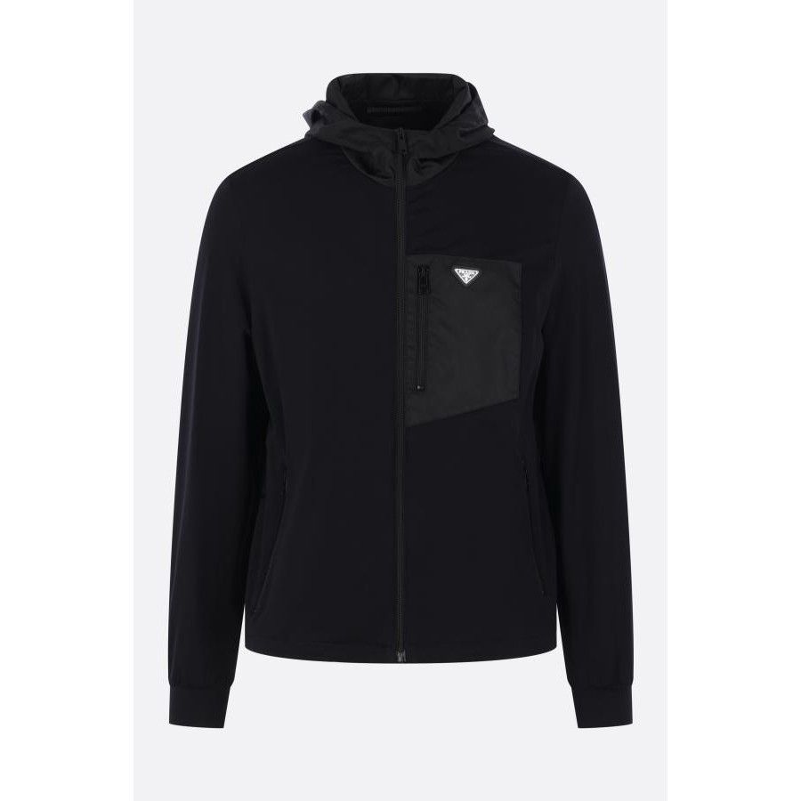Prada PRADA Full Zip Black Technical Cotton Re-Nylon Hoodie New & Size US L / EU 52-54 / 3 - 1 Thumbnail