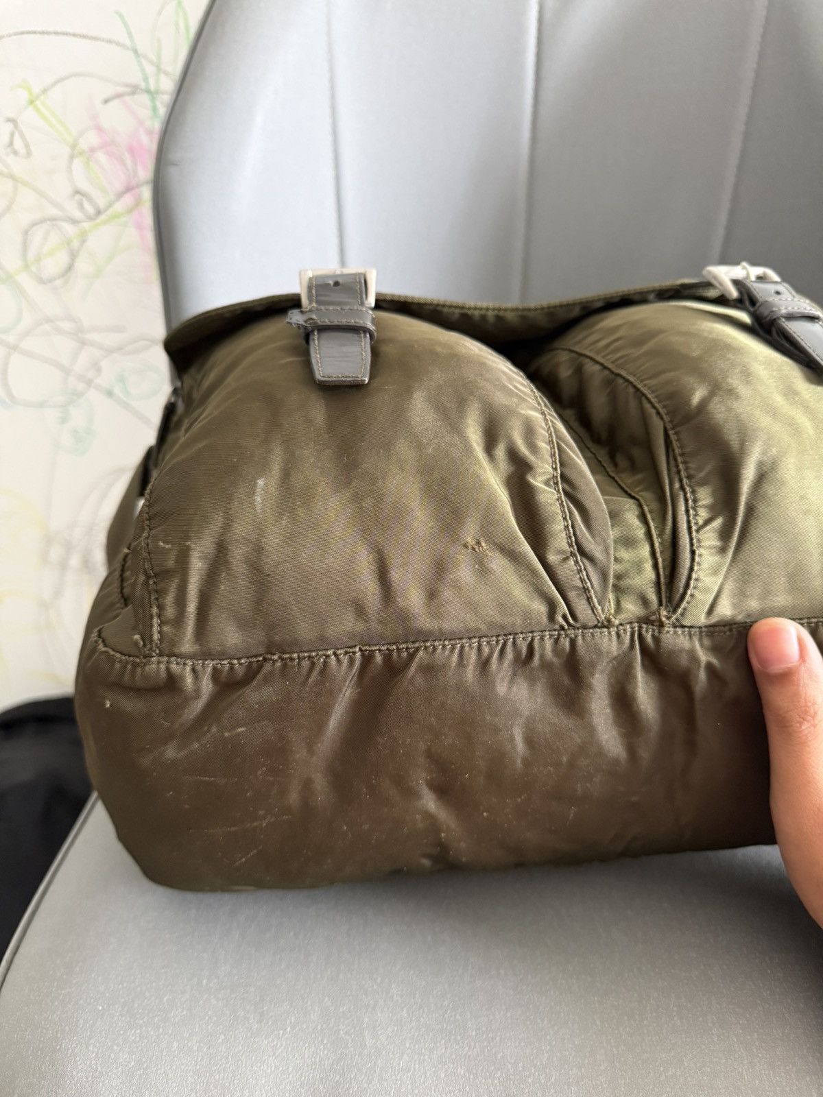 Prada Vintage Prada Army Green Large Sling Messenger Bag Size ONE SIZE - 11 Thumbnail