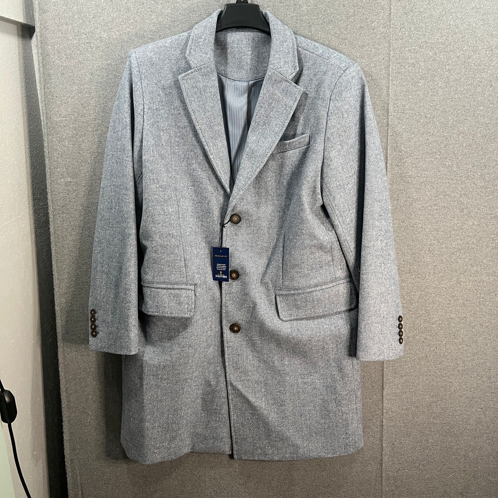 Stafford Mens Water Resistant Midweight Topcoat Coat Light