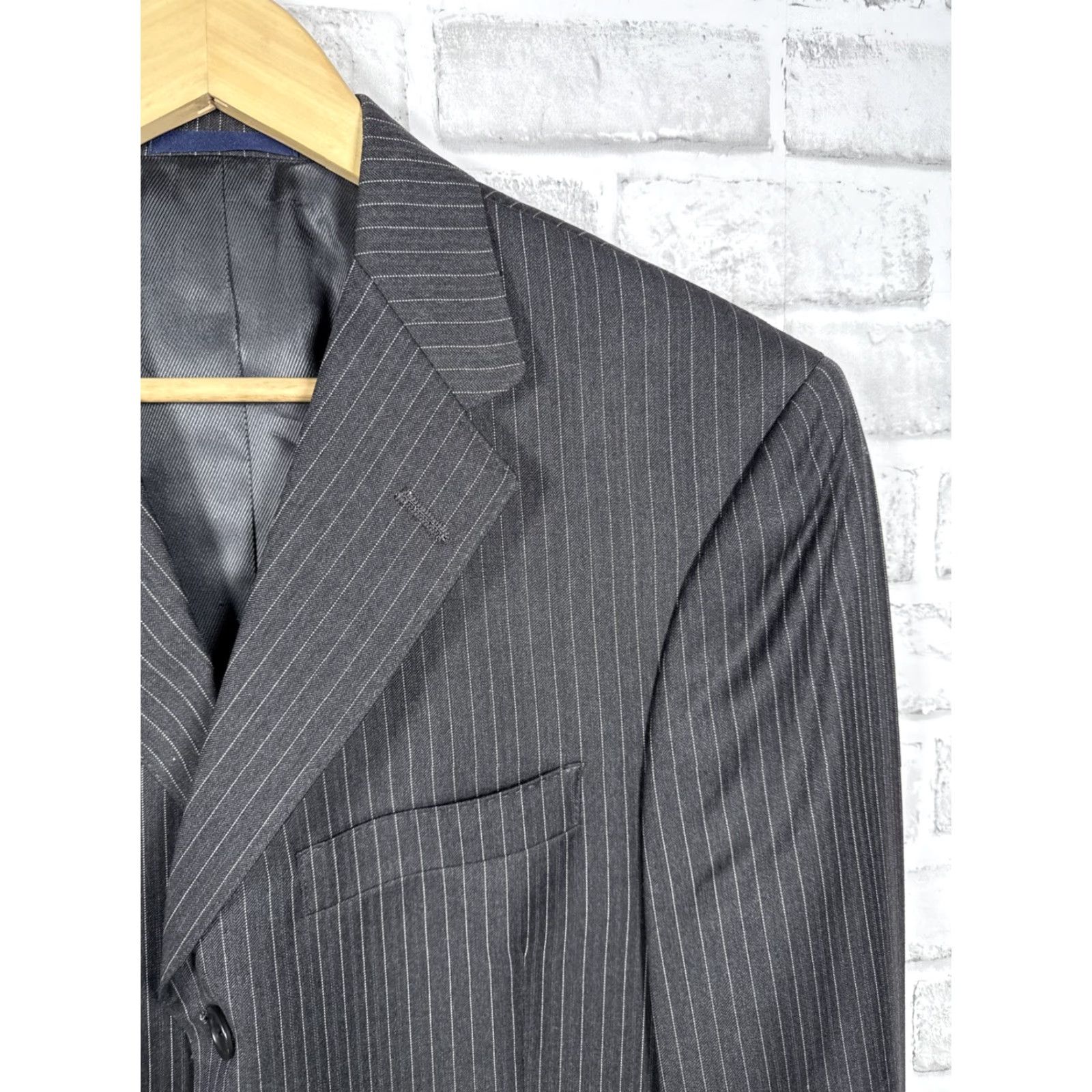 Loro Piana VINTAGE Daniel Cremieux Loro Piana Wool Suit Jacket 38R Gray Pinstripe Size 38R - 2 Thumbnail