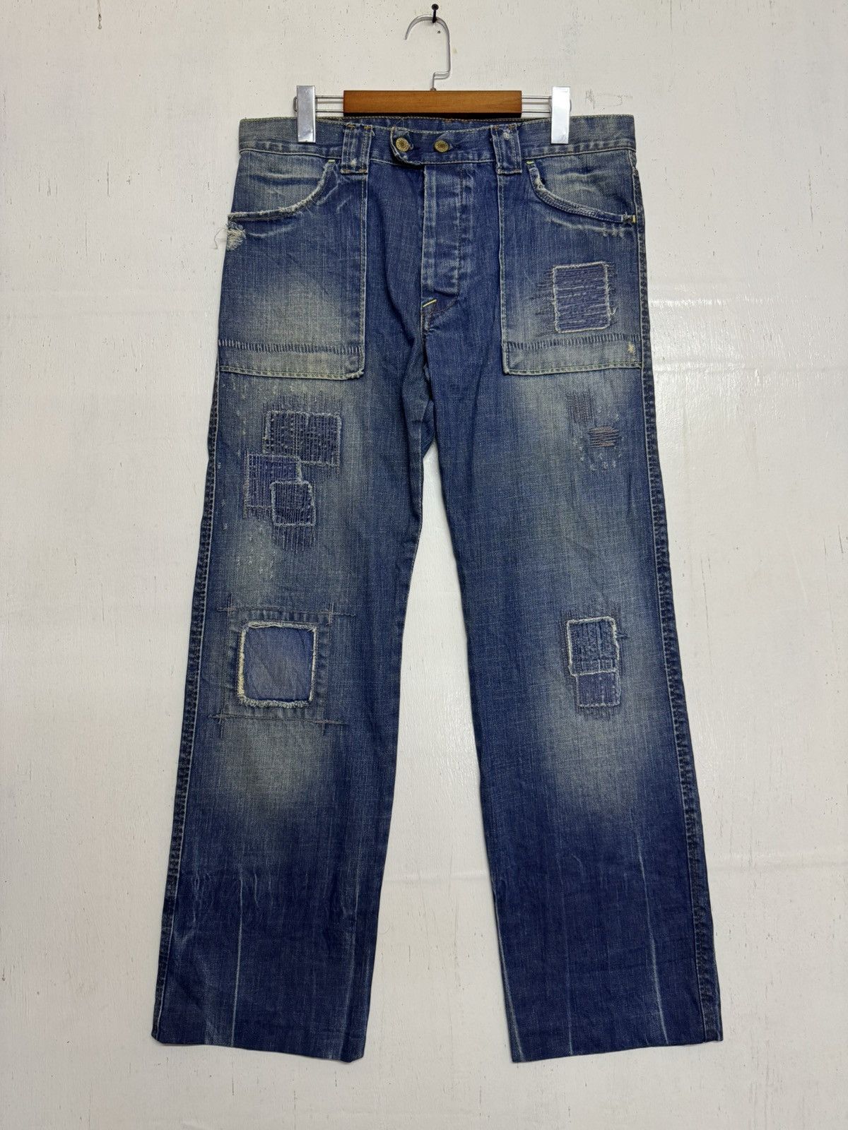 Japan Rags × Japanese Brand × Vintage Japan Rags patchwork sunfaded denim Size US 36 / EU 52 - 3 Thumbnail