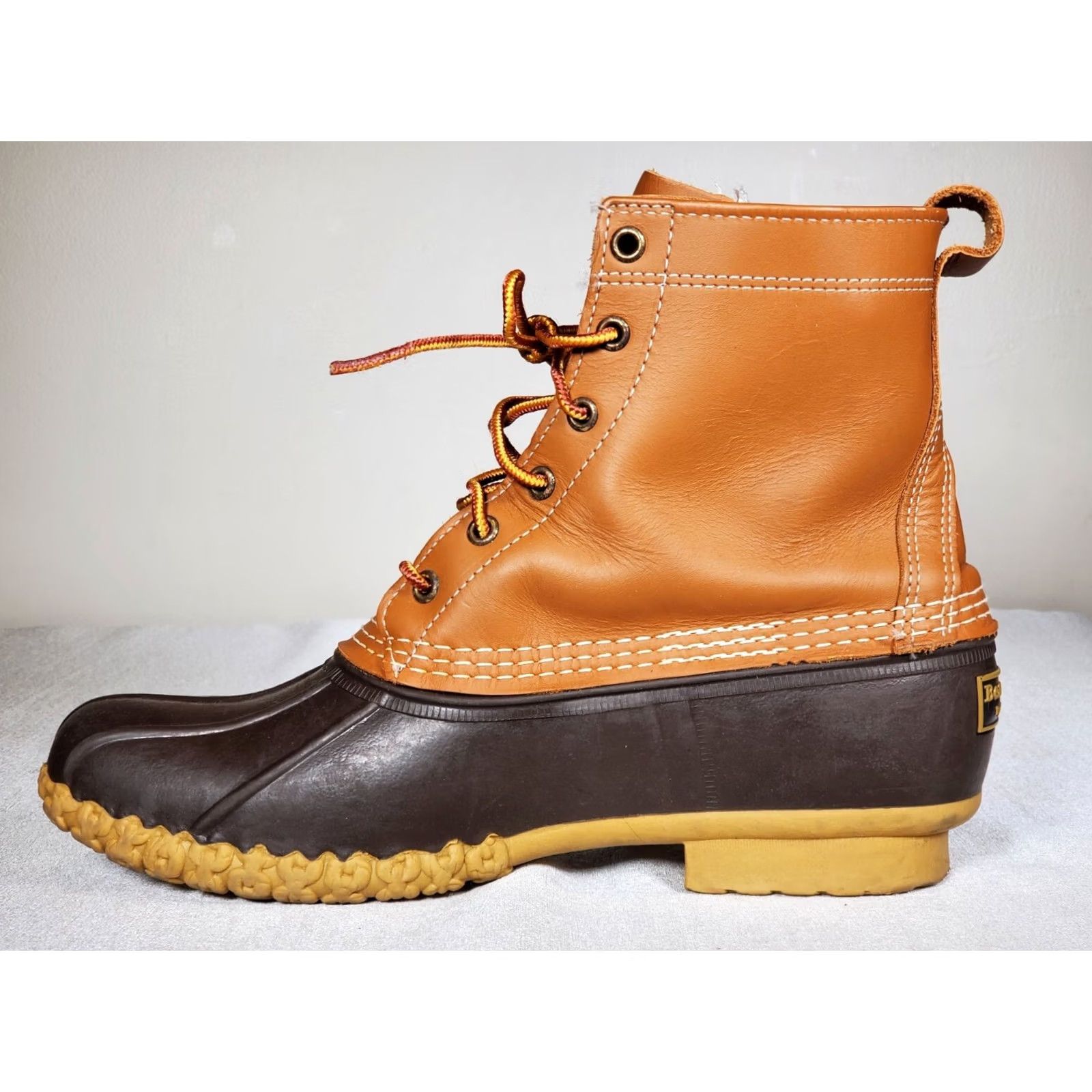 Vintage L.L.Bean Boots Duck 8" Brown Leather Waterproof Rain Hunting Women's US 10 M Size US 10 / IT 40 - 3 Thumbnail