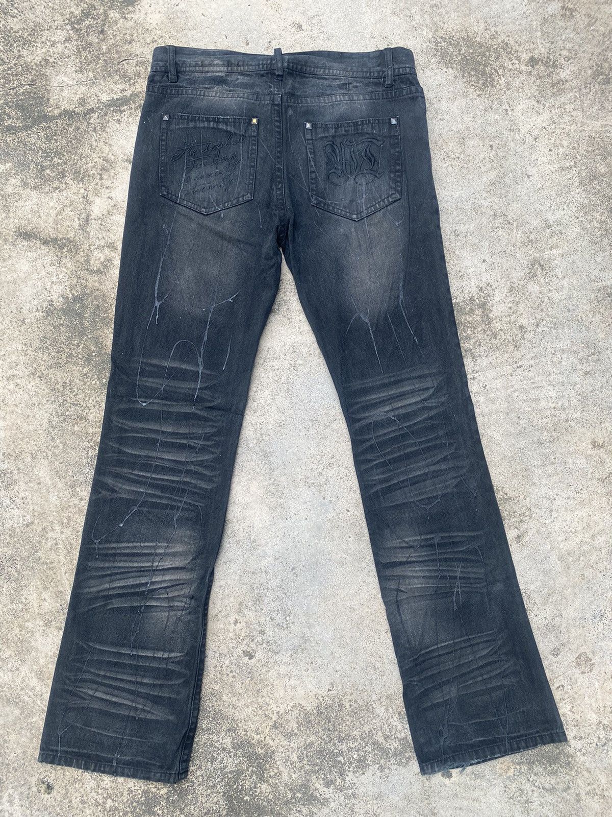 If Six Was Nine × Japanese Brand × Tornado Mart Flare Jeans Xfrm Clawmark Wax Studded Bootcut Size US 34 / EU 50 - 16 Thumbnail