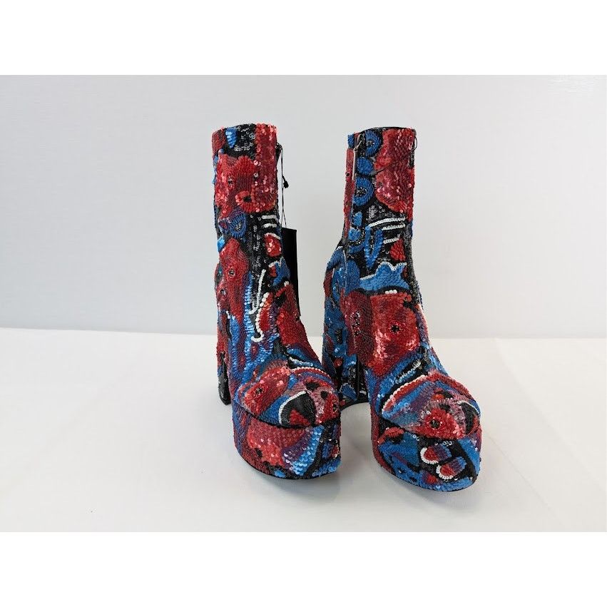 Saint Laurent Paris o1rshd1 Billy Sequence Embellished Platform Ankle Boots Size US 10 / IT 40 - 6 Thumbnail