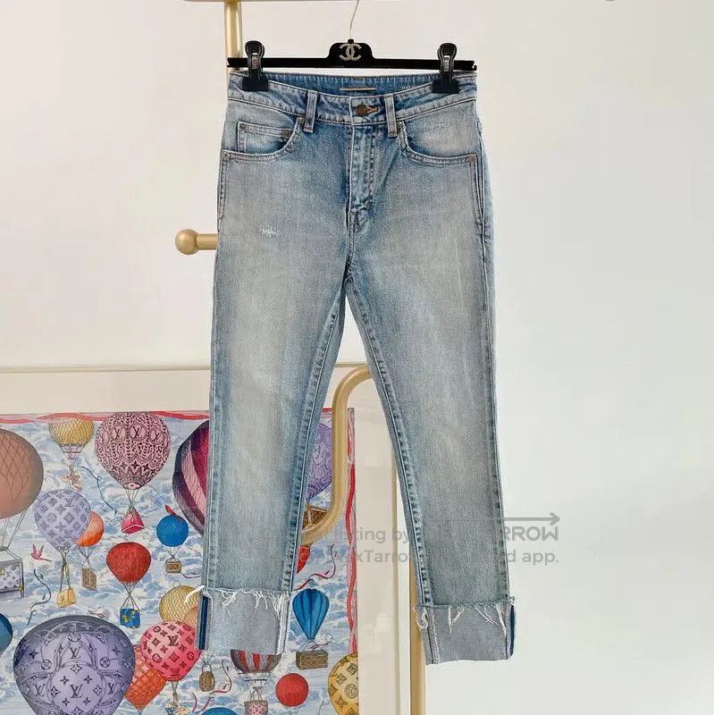 Yves Saint Laurent YSL Light Blue Cotton Women's Jeans . Size 23" - 1 Thumbnail