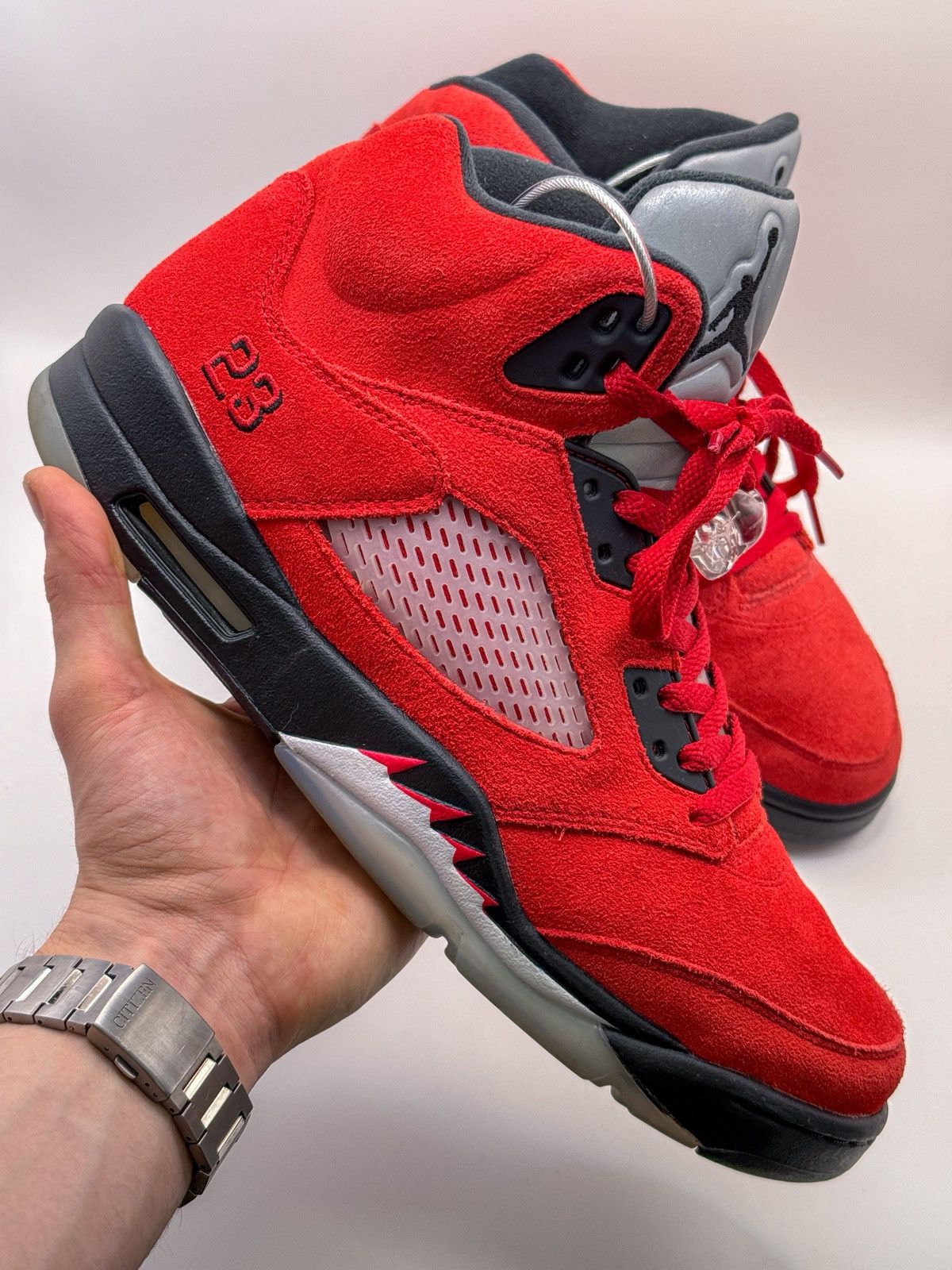 Nike Nike Air Jordan 5 Retro Raging Bull 2021 Fire Red Suede Size US 11 / EU 44 - 3 Thumbnail