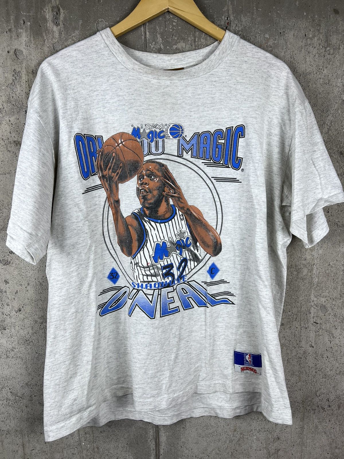 image of Nutmeg Mills x Vintage 90's Orlando Magic Shaquille O Neal Tee in Grey, Men's (Size XL)