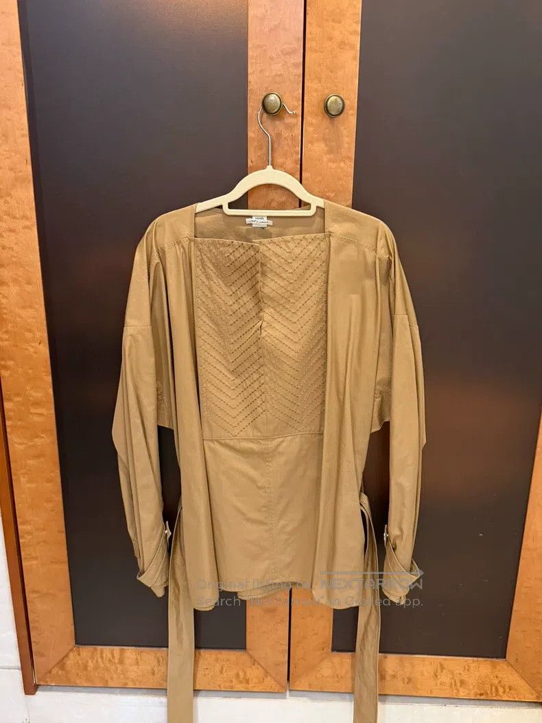 Hermes Hermes Khaki Long Sleeve Shirt with Adjustable Belt Size XXS / US 00 / IT 34 - 1 Thumbnail