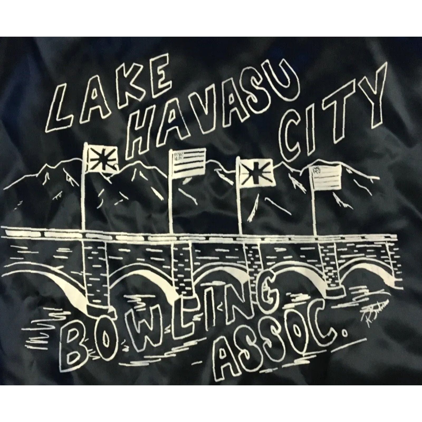 Vintage Vtg 80s Lake Havasu Bowling Hall Of Fame Satin Jacket M L USA Pool Hall Bar Grunge 70s Size US M / EU 48-50 / 2 - 3 Thumbnail
