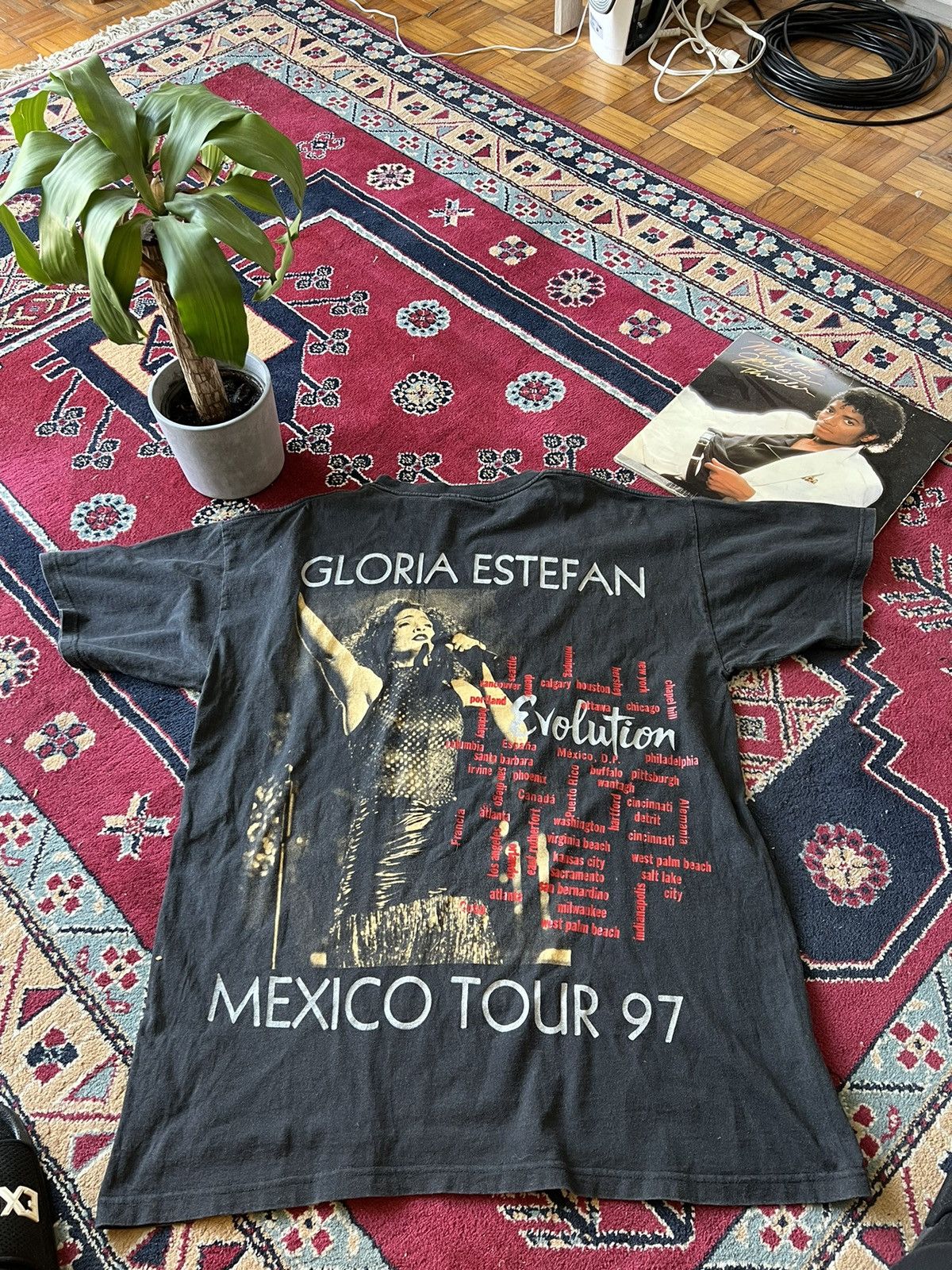 Image of 1990X Clothing x Band Tees 1997 Gloria Estefan Evolution World Tour Embroidered Tee in Black (Size 