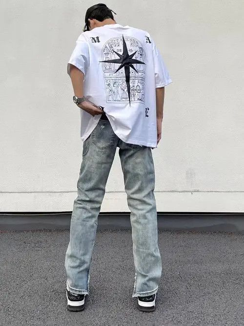 VIBE High Street Vintage Washed Ripped Micro Flare Jeans Size US 34 / EU 50 - 6 Thumbnail