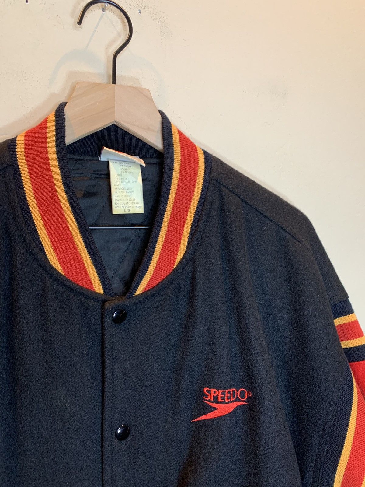 Speedo RARE* Vintage Speedo Chenille Embroidered Wool Bomber Jacket Size US L / EU 52-54 / 3 - 5 Thumbnail