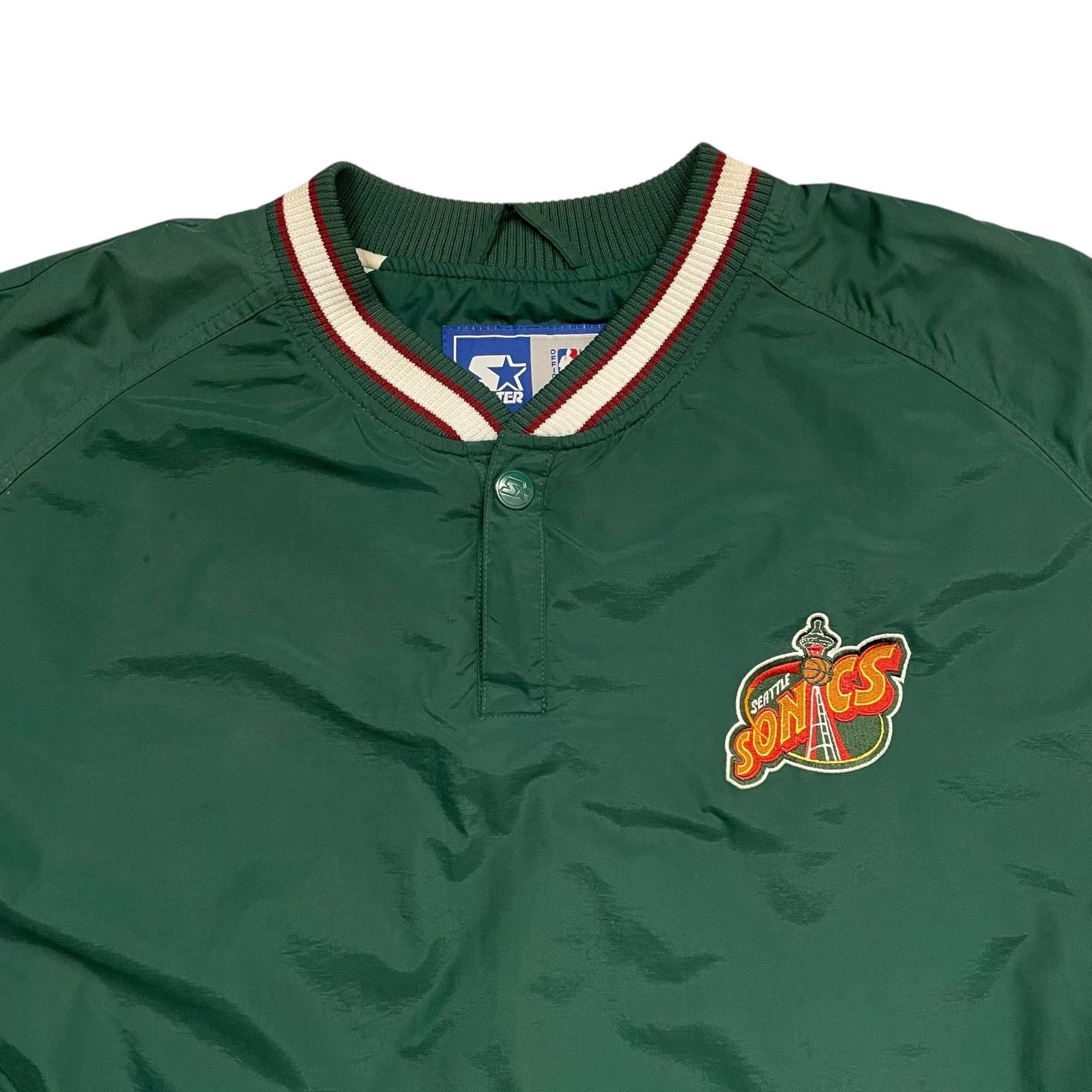 NBA VTG 90s SEATTLE SUPERSONICS STARTER PULLOVER JACKET Size US XL / EU 56 / 4 - 4 Thumbnail