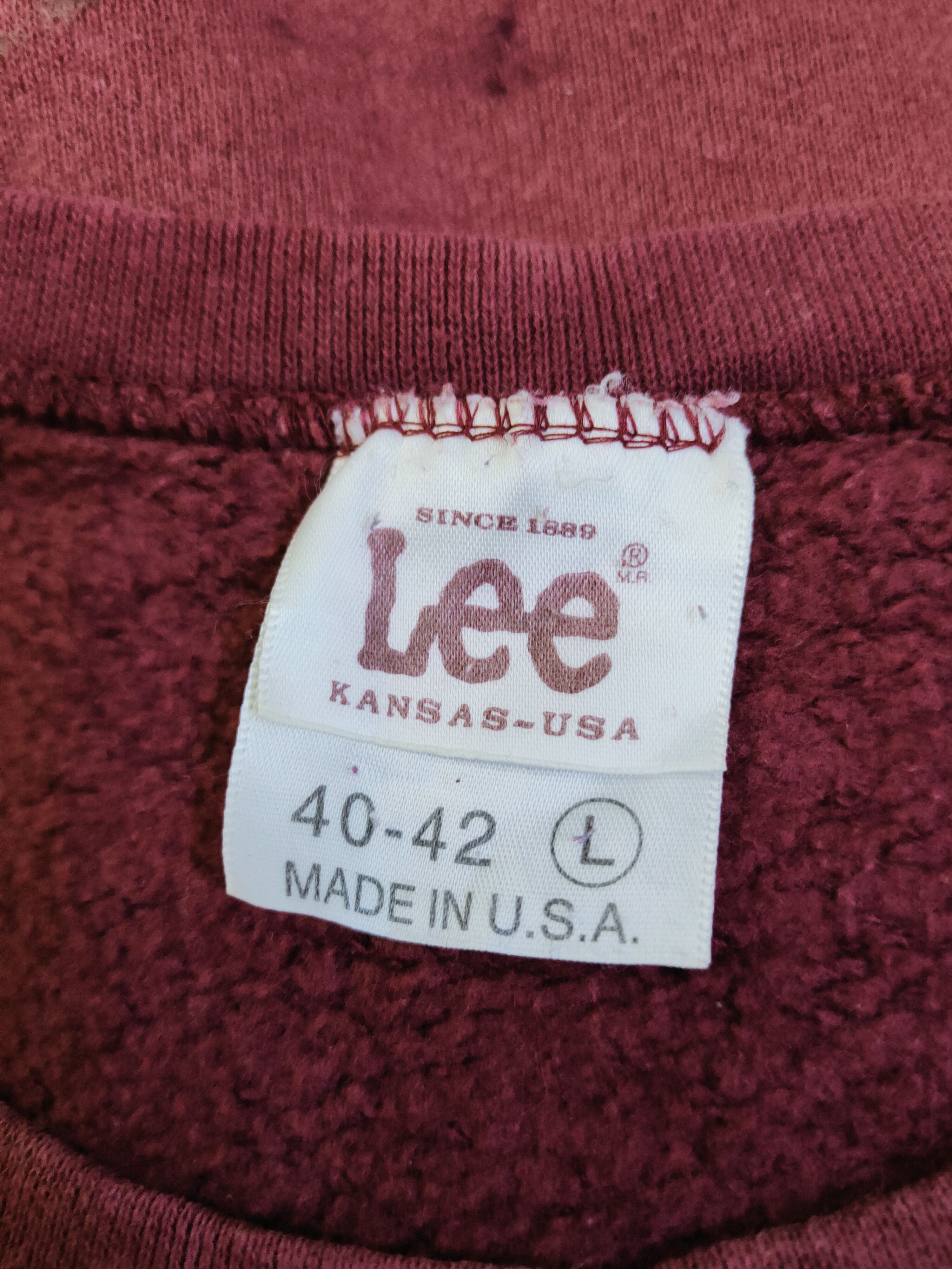 Lee × Vintage Vintage 💥 Rare 🔥Lee Maroon Faded Sweatshirts Size US L / EU 52-54 / 3 - 11 Thumbnail