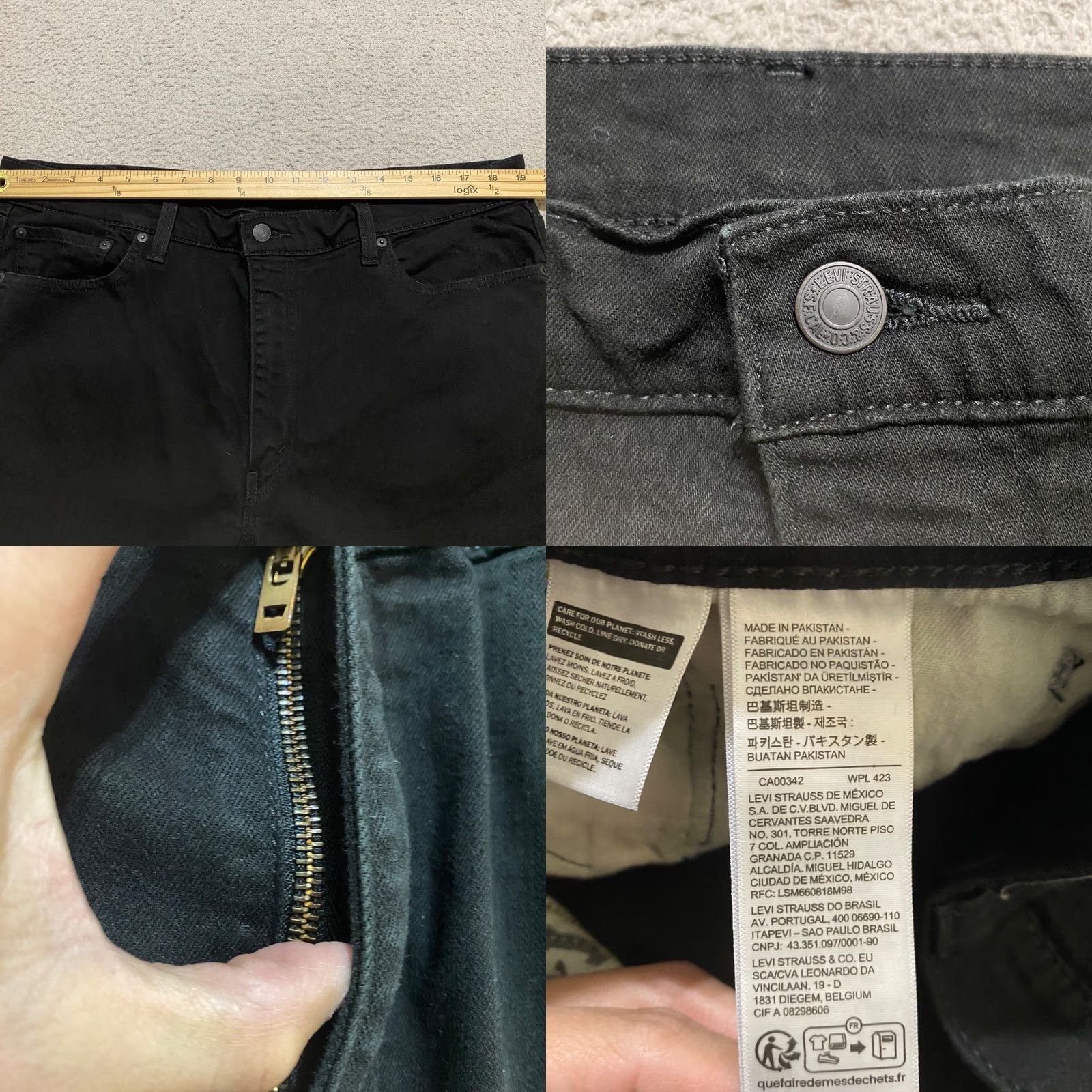 Levi's Levi's 511 Jeans Slim Mens 40x32 Black Denim Dark Wash Straight Mid Rise 5-Pocket Logo Stretch Size US 40 / EU 56 - 8 Thumbnail