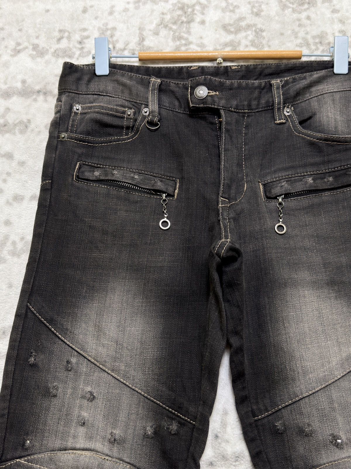 PPFM PPFM Distressed Biker Jeans Y2K Archive Multi Zip Moto Denim Size US 30 / EU 46 - 4 Thumbnail