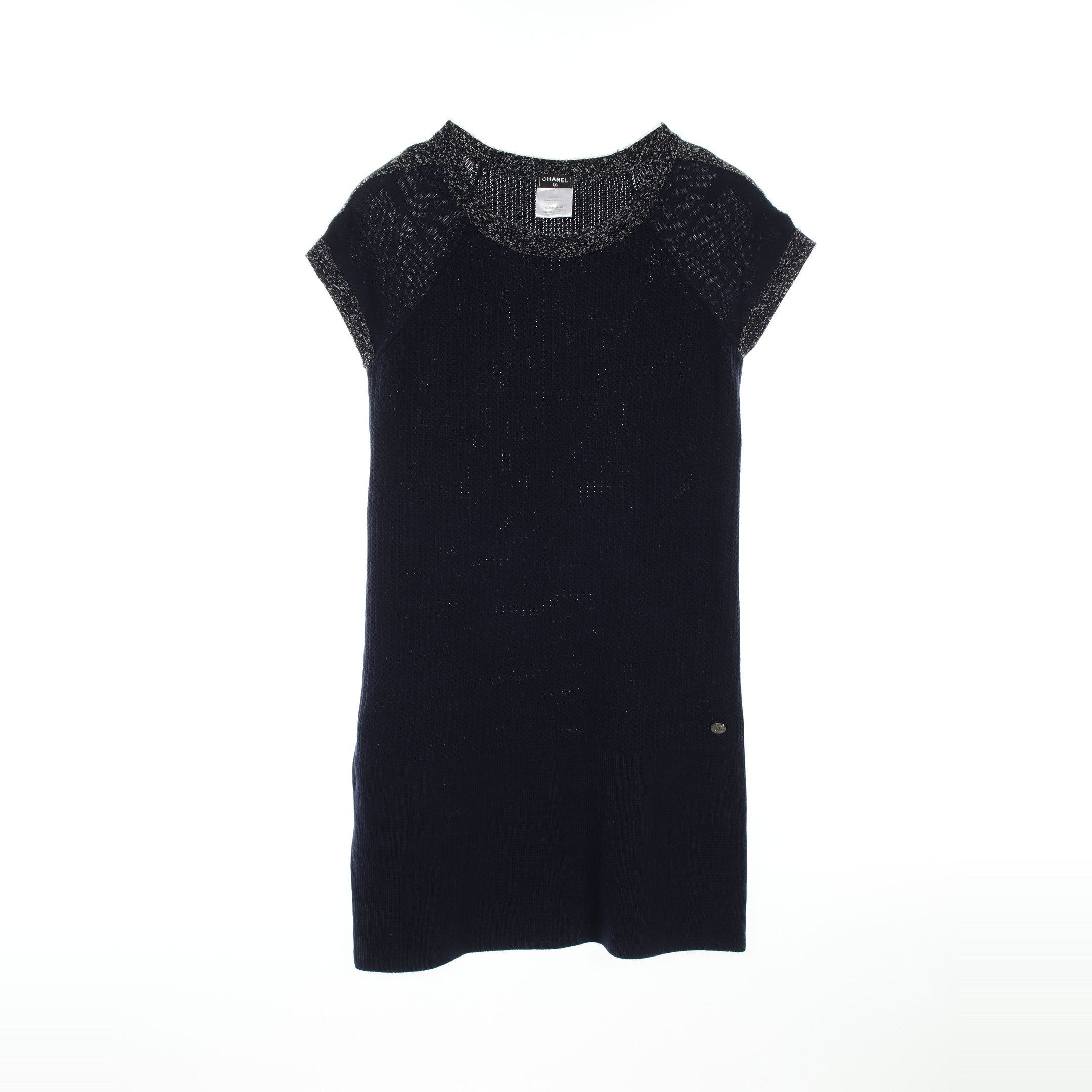 Chanel Chanel Coco Mark Knit Dress Cotton Dark Navy Black White Size ONE SIZE - 1 Thumbnail