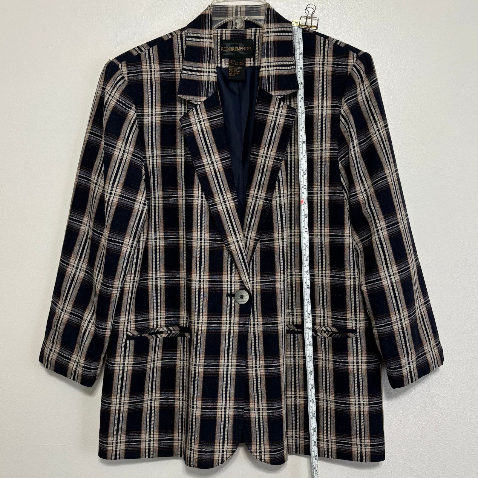 Other Vintage Requirements Plaid Linen Blend Jacket Size 16 Size XXL / US 16-18 / IT 52-54 - 3 Thumbnail