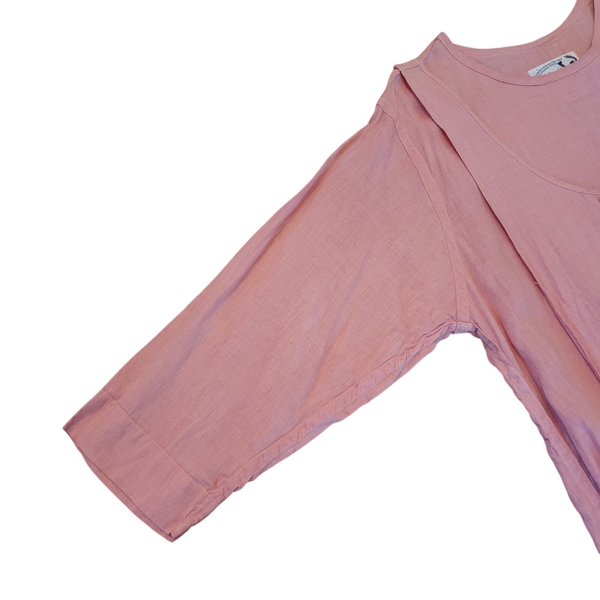 FLAX Flax Angelheart S Pink Linen Apron Dress Lagenlook Country H Size S / US 4 / IT 40 - 4 Thumbnail