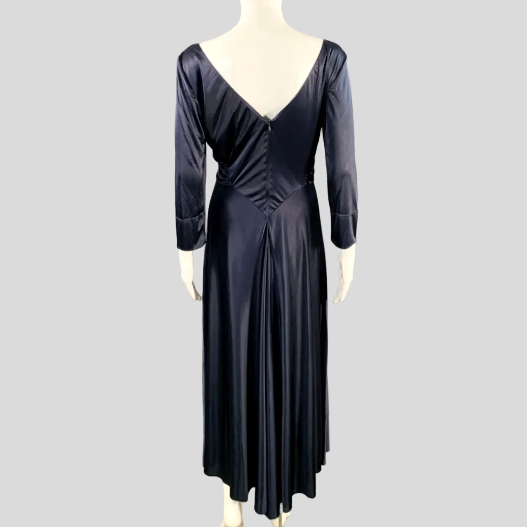 Rachel Comey RACHEL COMEY Navy Satin V-Neck Evening Gown Size 6 Women Size M / US 6-8 / IT 42-44 - 4 Thumbnail