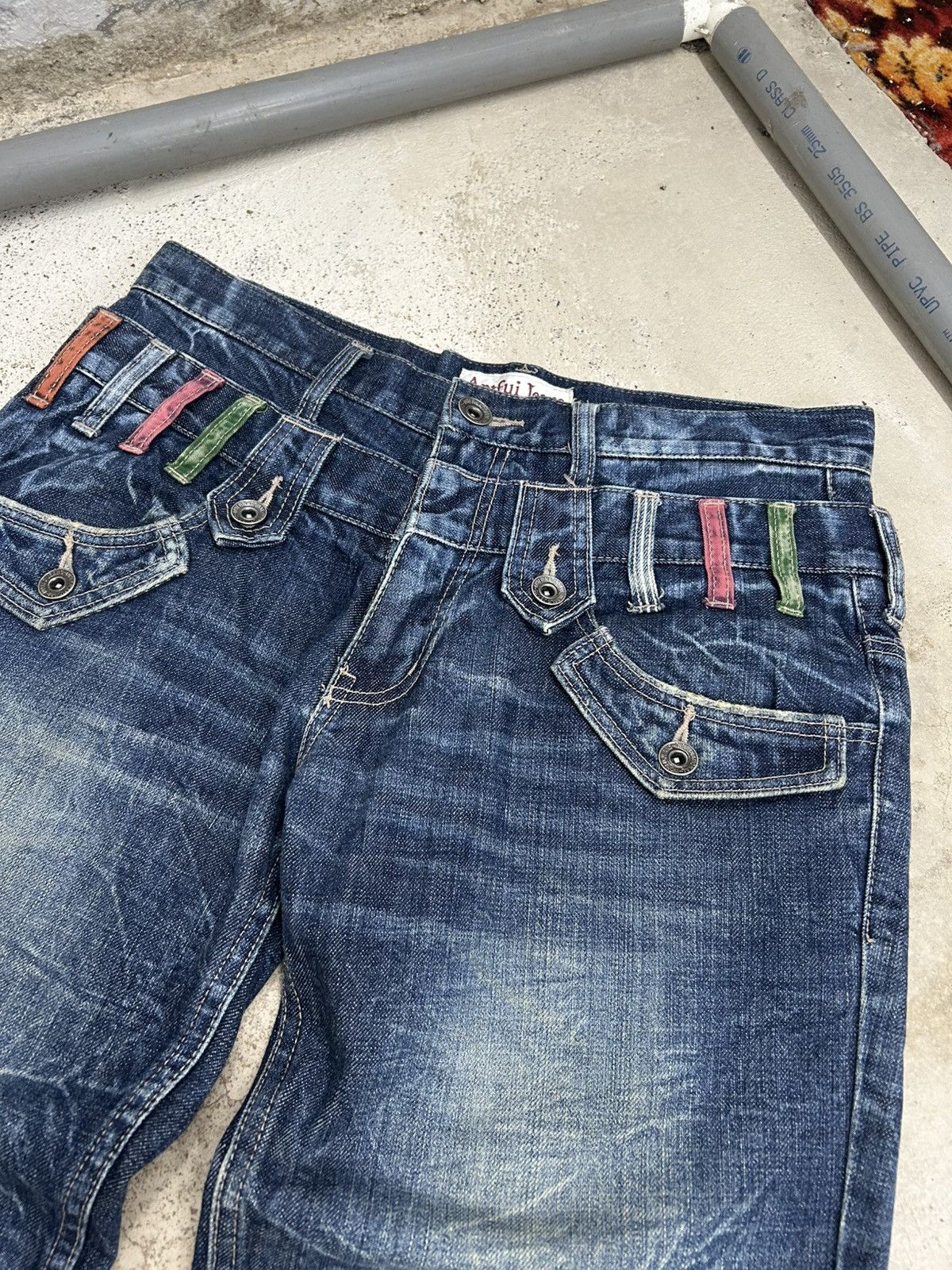 Le Grande Bleu (L.G.B.) Antfui Jeans Double Waist Clawn Marks Honeycombs Junya Size US 31 - 11 Thumbnail