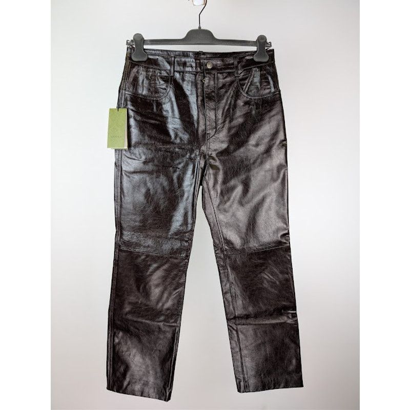 Gucci o1rshd1 Shiny Soft Leather Pant in Shiny Bordeaux Size US 32 / EU 48 - 1 Thumbnail