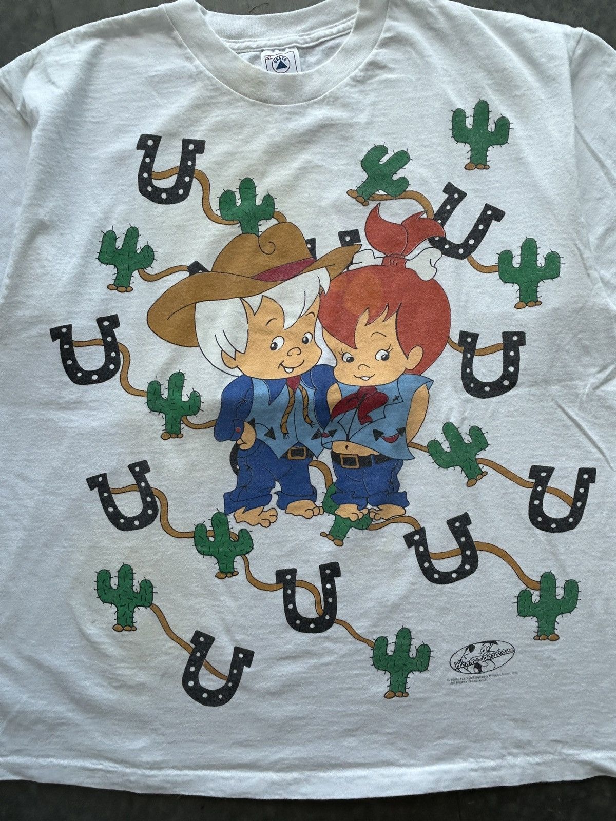 Vintage Vintage 90s Bam Bam and Pebbles Flintstones AOP Graphic Tee Size US XL / EU 56 / 4 - 2 Thumbnail